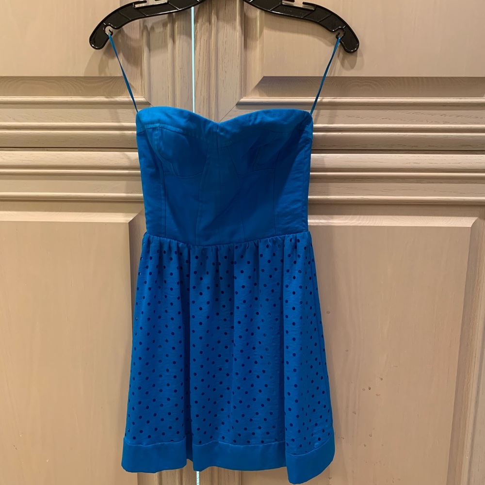 Blue strapless Rebecca Taylor dress